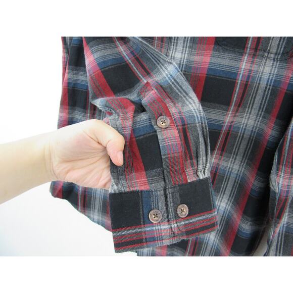 NWT Duluth Trading Co. Large Tall Trim Fit Plaid Black Red Gray Cotton - Picture 5 of 8
